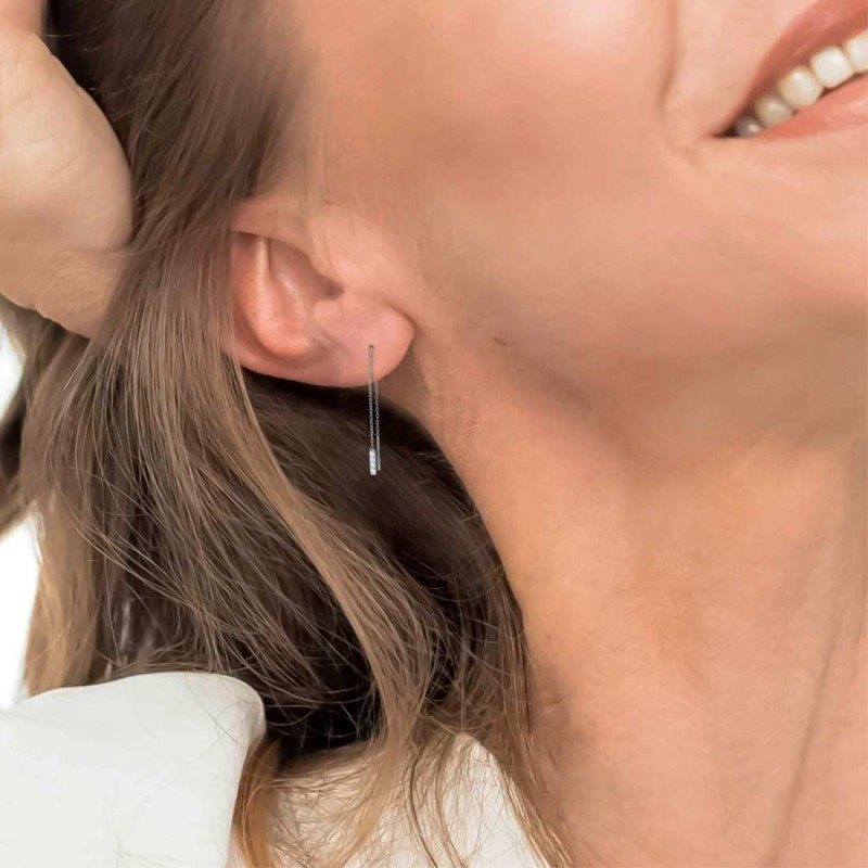 Orecchini pendenti donna Marlù in acciaio con cristalli 31OR0025-W