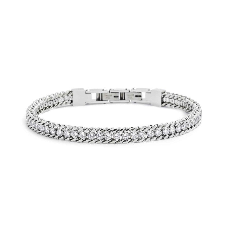 Bracciale uomo Marlù Sparkles in acciaio e zirconi 31BR0001W-L