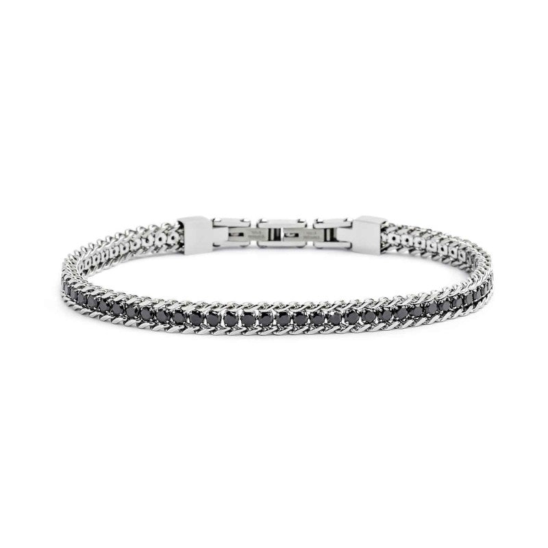 Bracciale tennis unisex Marlù in acciaio e zirconi neri 31BR0002N-L