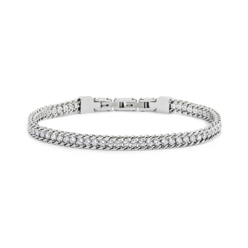 Bracciale tennis unisex Marlù in acciaio e zirconi bianchi 31BR0002W-L