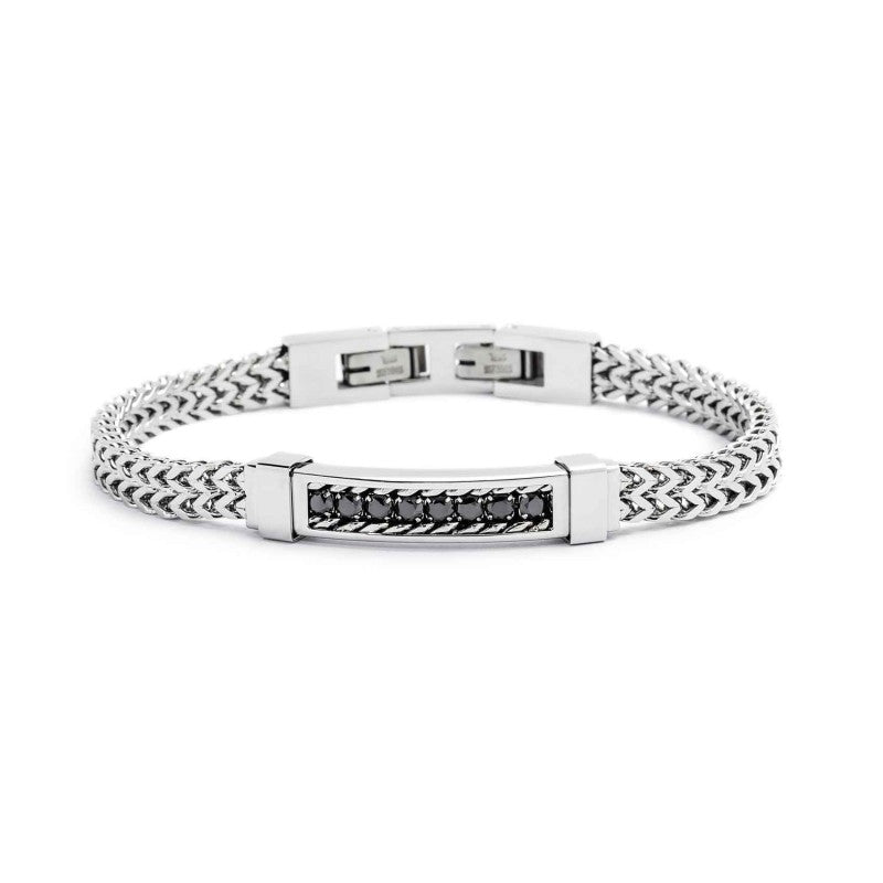 Bracciale uomo Marlù Sparkles in acciaio e zirconi neri 31BR0003-N