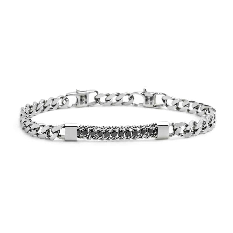 Bracciale uomo Marlù Sparkles in acciaio e zirconi 31BR0004-N