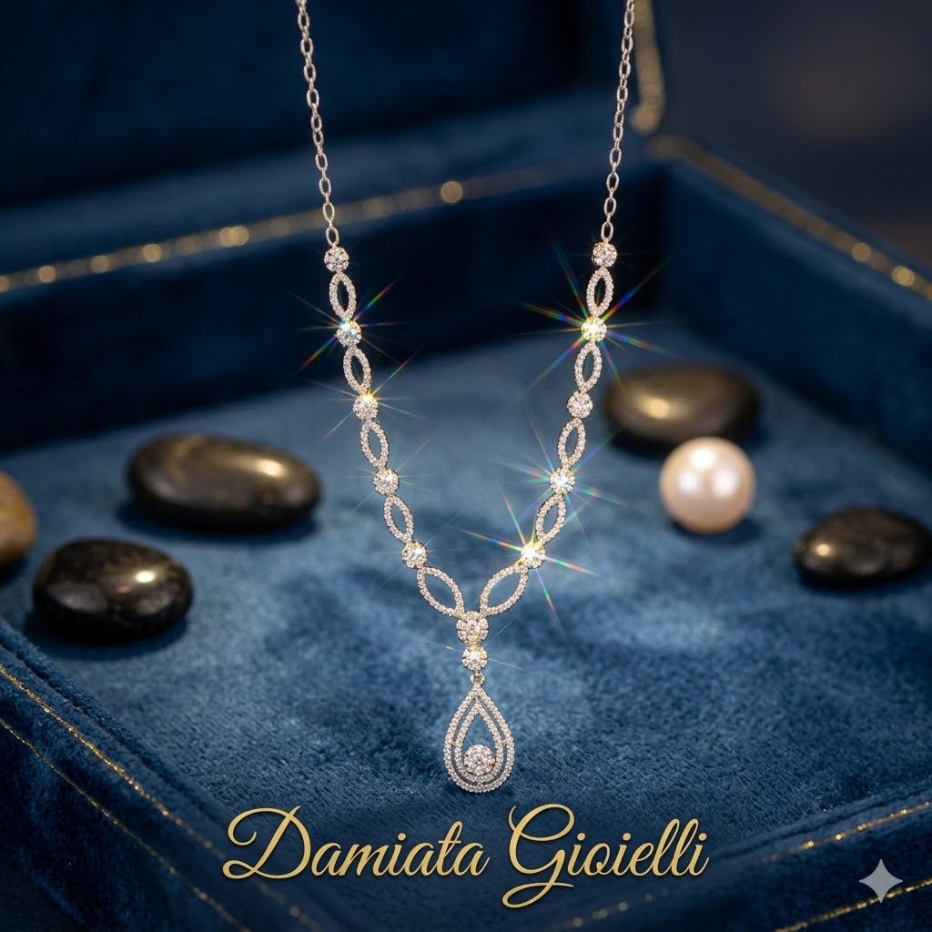 Collana classica donna Damiata Gioielli in oro bianco e zirconi 3203/102