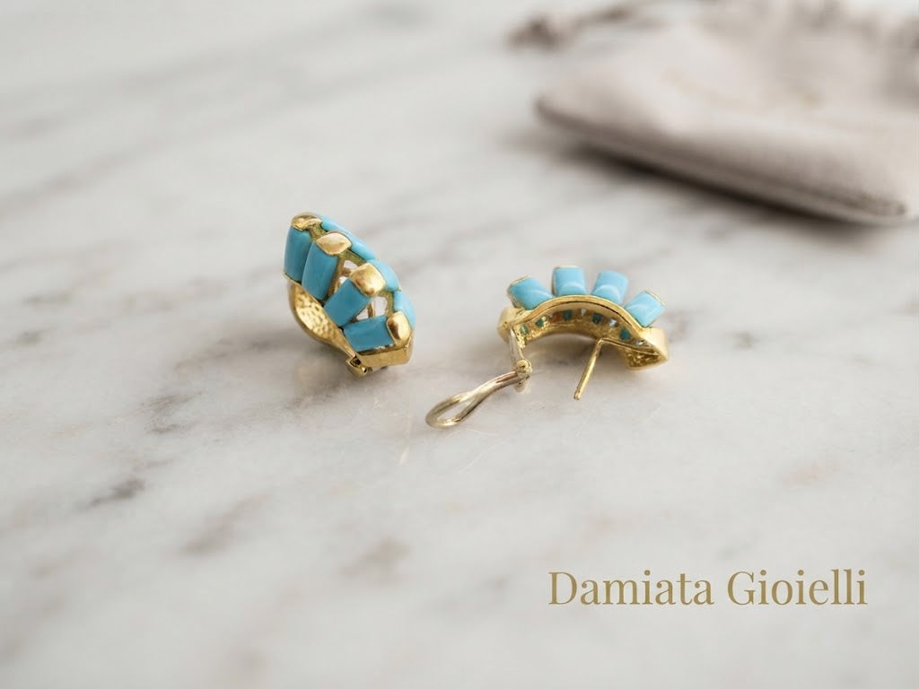 Orecchini donna Damiata Gioielli in oro giallo e turchese ref. 3204/5/102