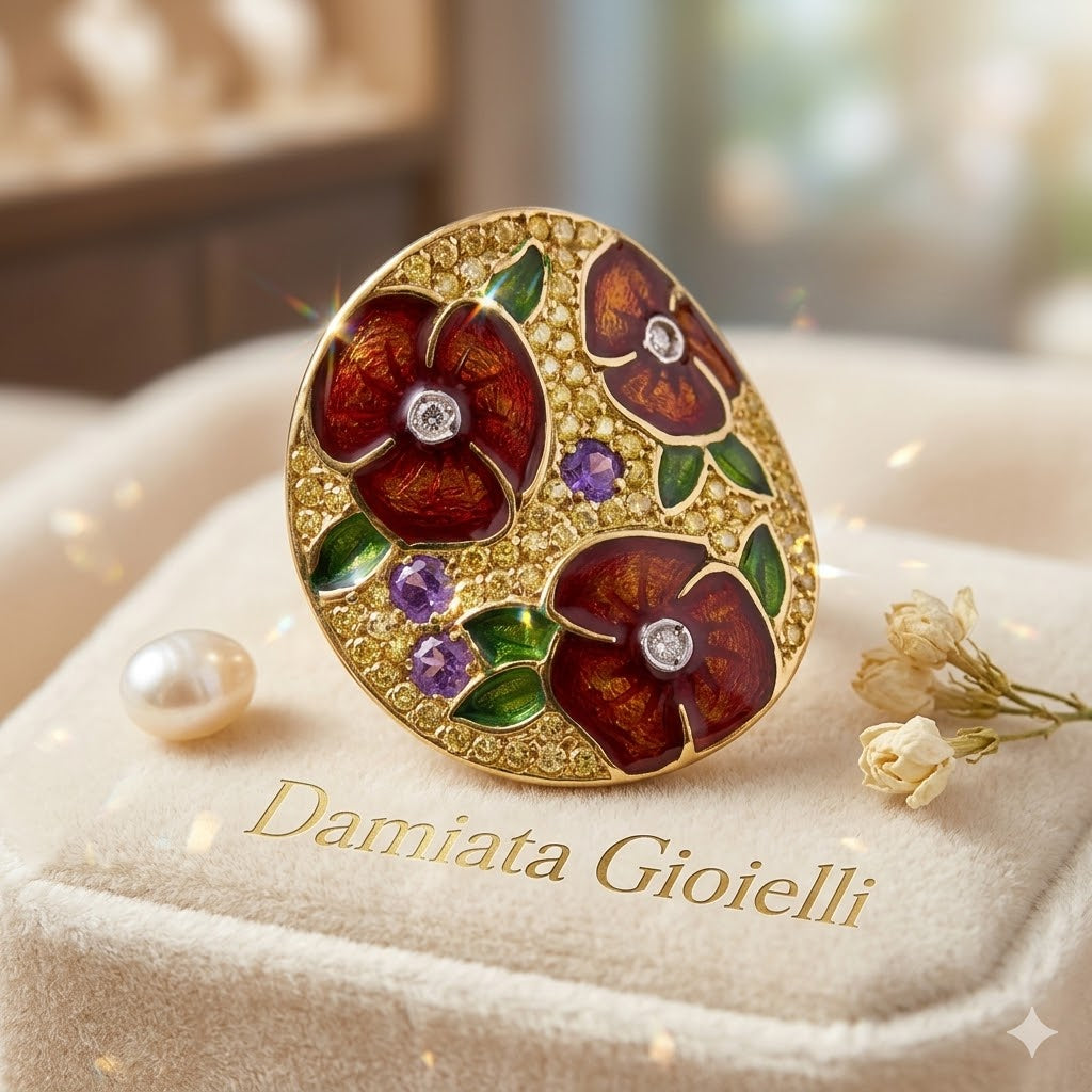 Anello fantasia donna Damiata Gioielli in oro giallo smaltato 3205/102