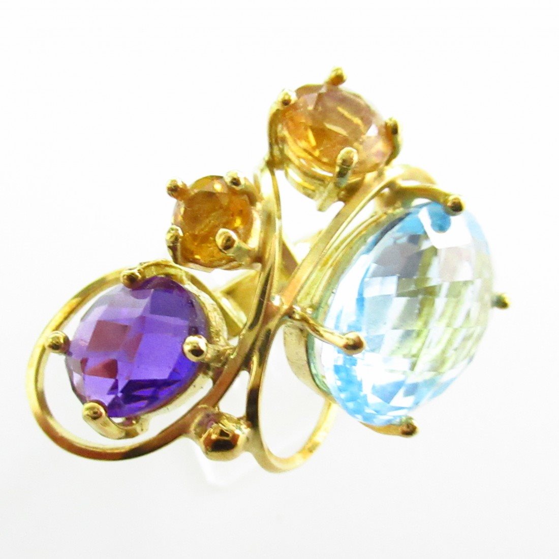Anello fantasia donna Damiata Gioielli in oro giallo con quarzi 3208/102