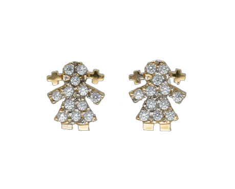 Orecchini a forma di bimba Damiata Gioielli in oro giallo e zirconi 321/102/1