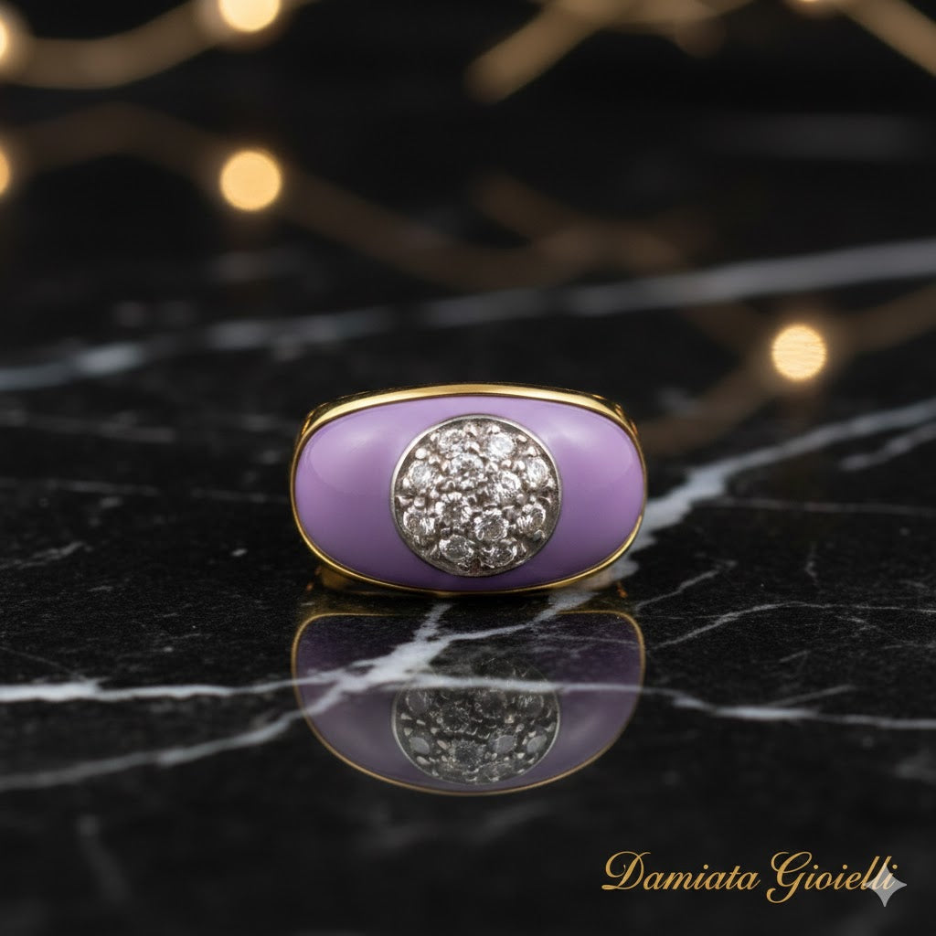 Anello donna Damiata Gioielli in oro giallo, quarzo e zirconi 3212/102