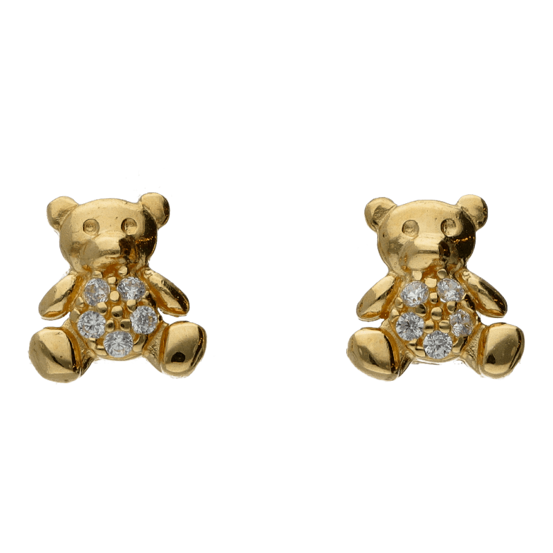 Orecchini a orsetto bambina Damiata Gioielli in oro giallo e zirconi 324/102/9