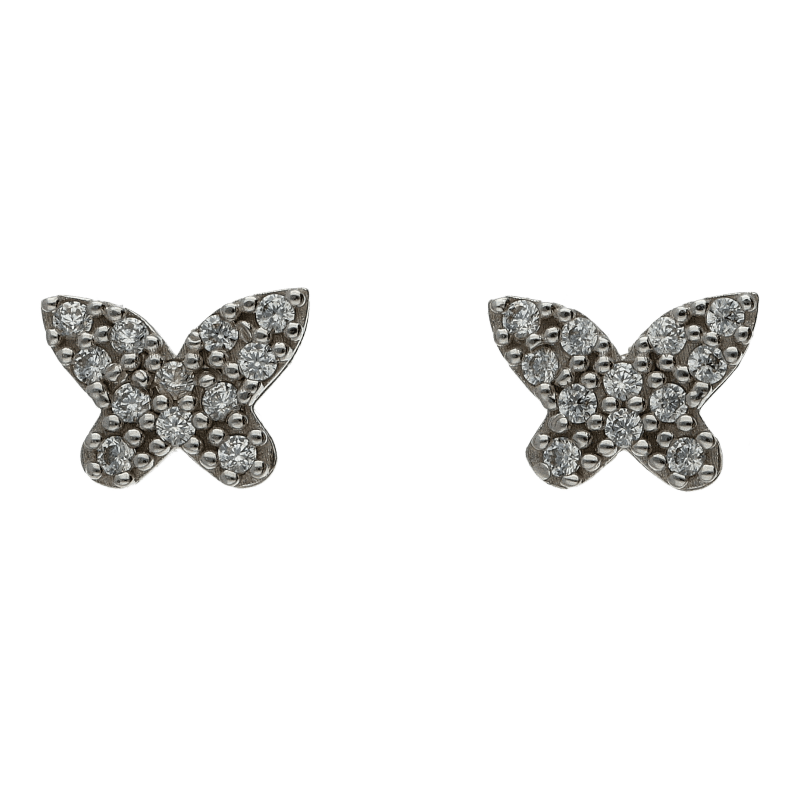 Orecchini a farfalla bambina Damiata Gioielli in oro bianco e zirconi 324/102/10