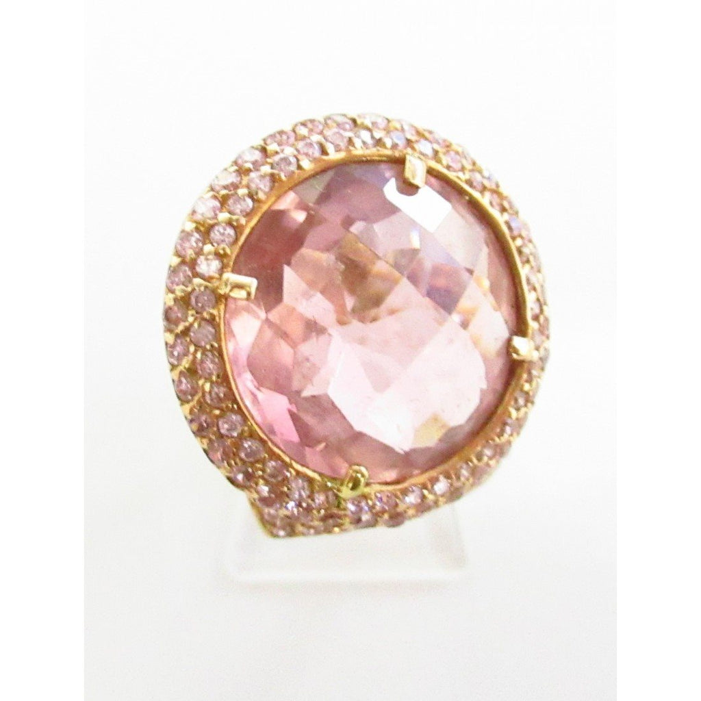 Anello fantasia donna Damiata Gioielli in oro rosa con quarzo e zirconi 3244/102