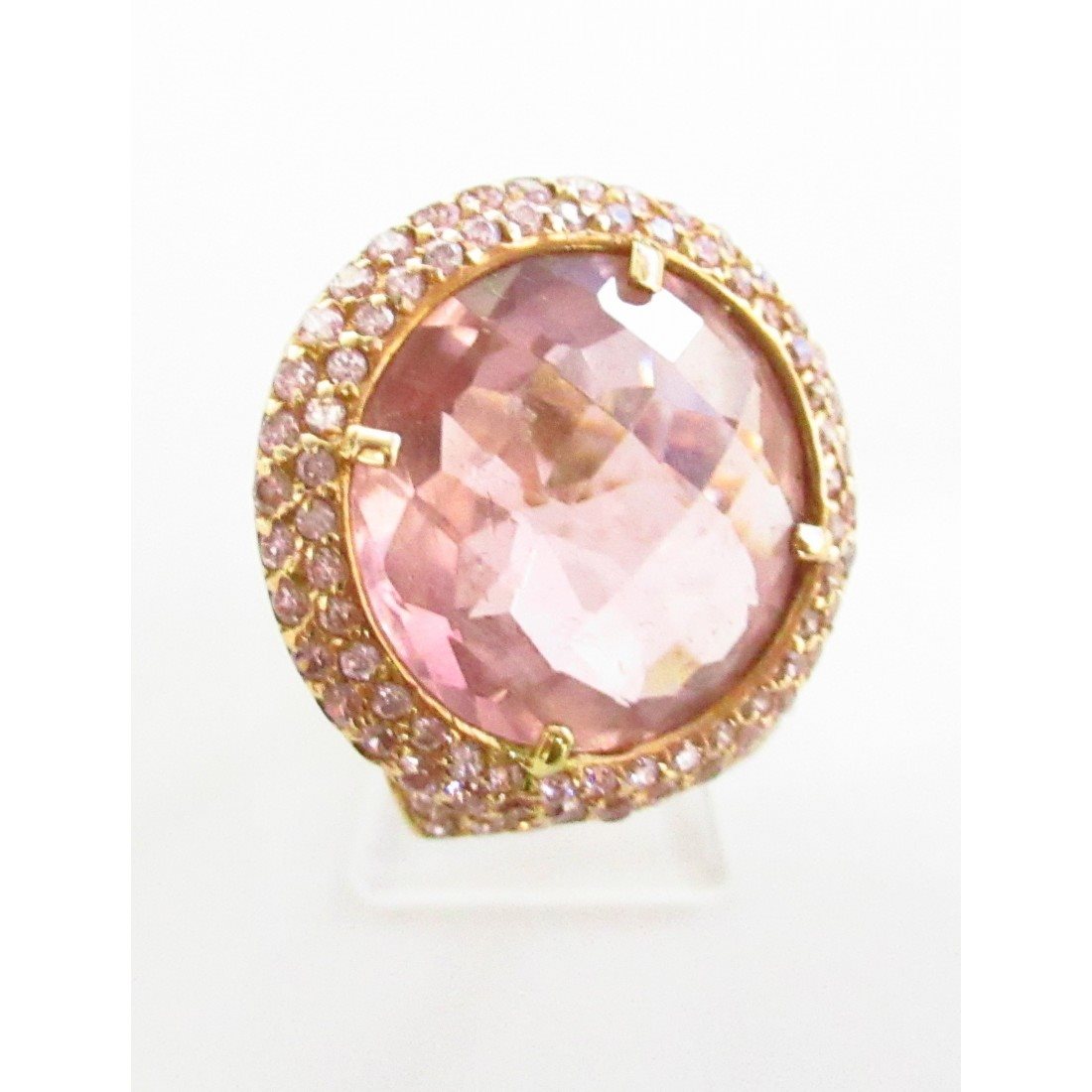 Anello fantasia donna Damiata Gioielli in oro rosa con quarzo e zirconi 3244/102