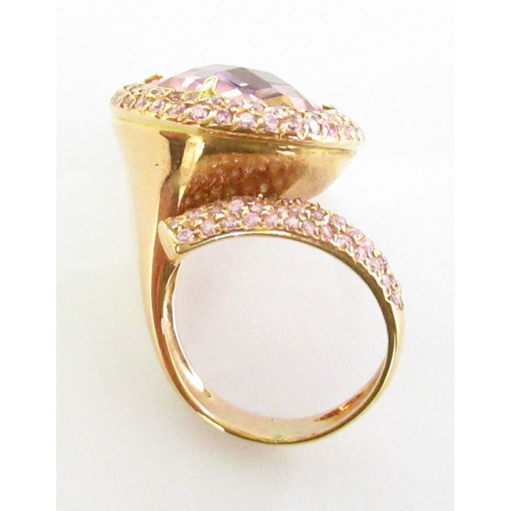 Anello fantasia donna Damiata Gioielli in oro rosa con quarzo e zirconi 3244/102