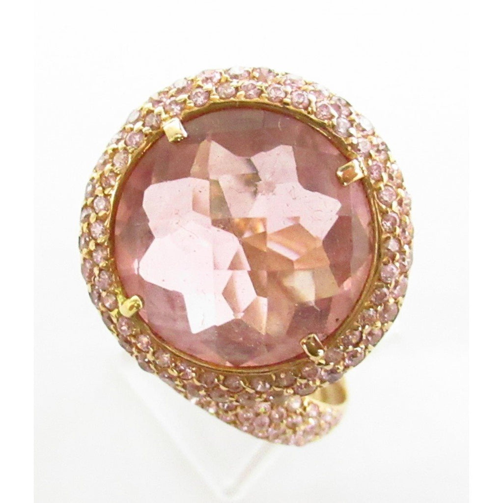 Anello fantasia donna Damiata Gioielli in oro rosa con quarzo e zirconi 3244/102