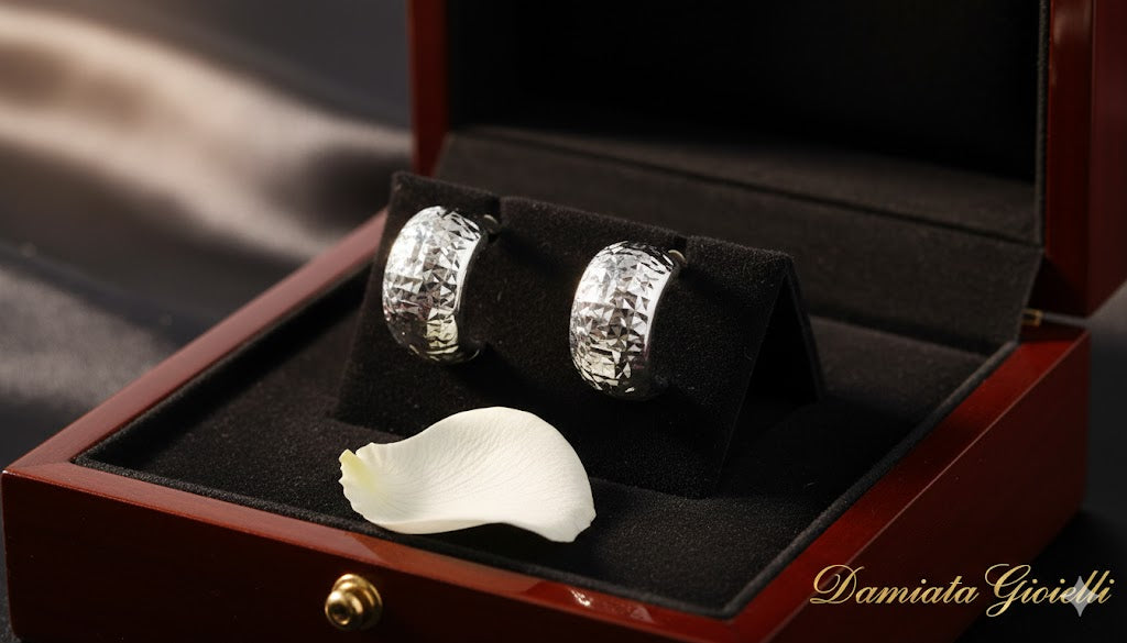 Orecchini a cerchio donna Damiata Gioielli in oro bianco 325/102/19