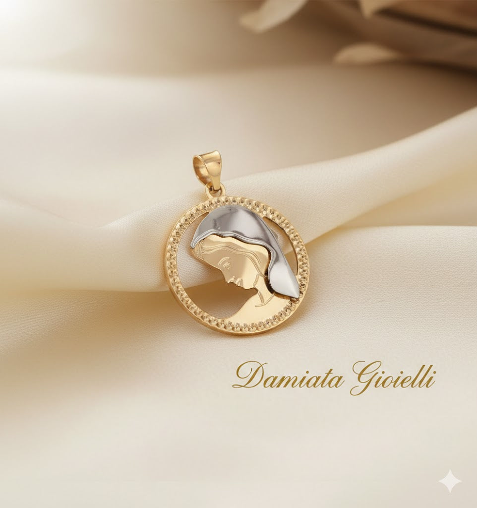 Ciondolo madonna donna Damiata Gioielli in oro giallo e bianco 325/102/3