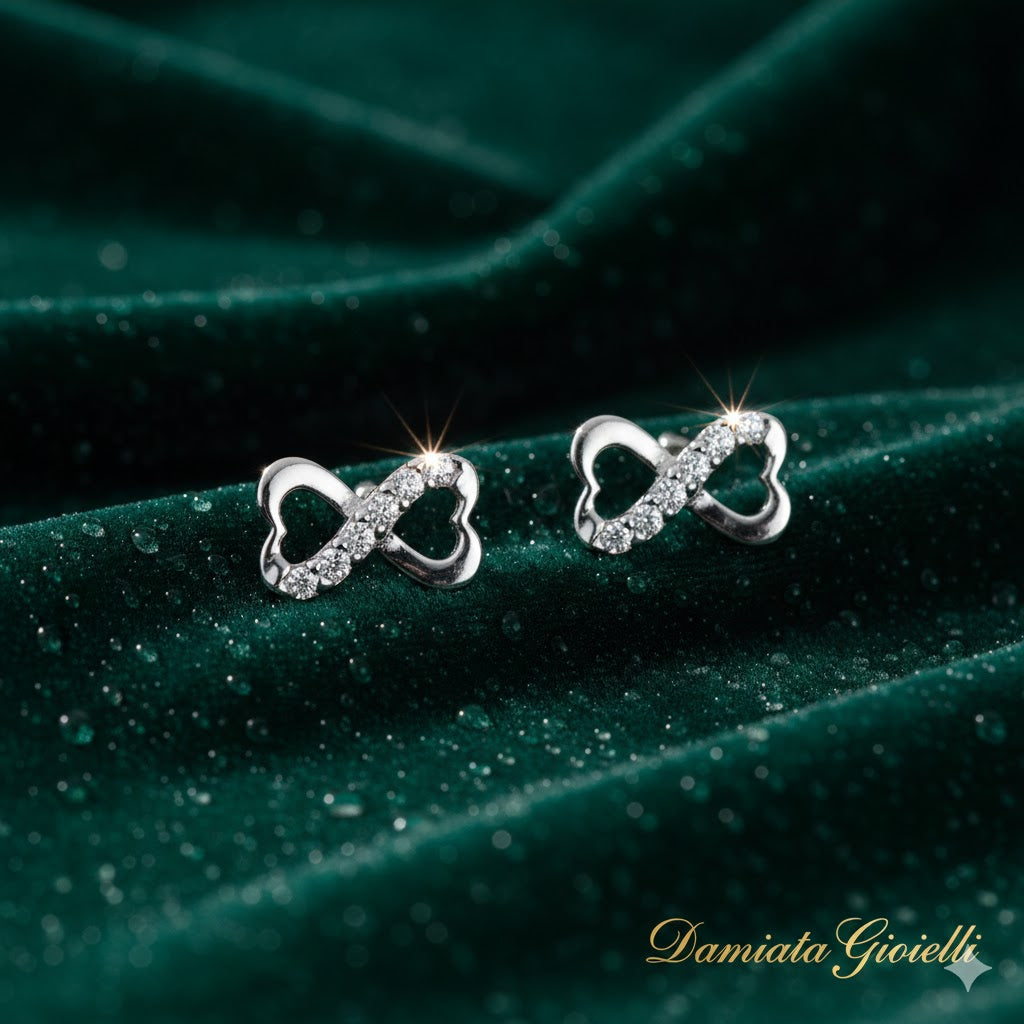 Orecchini infinito donna Damiata Gioielli in oro bianco e zirconi 325/4/102
