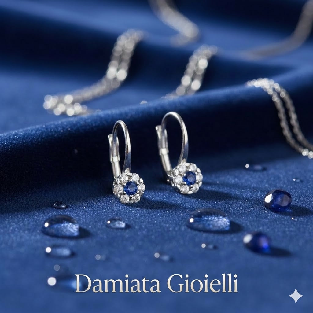 Orecchini a fiore donna Damiata Gioielli in oro bianco e zirconi 326/102/1