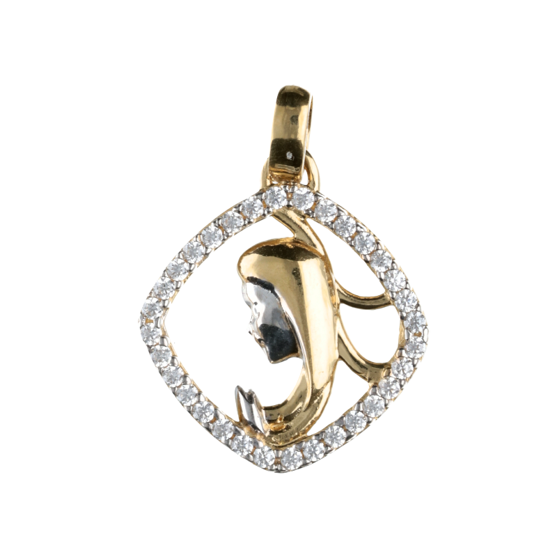 Ciondolo Madonna per donna in oro giallo e bianco con zirconi 328/102/11