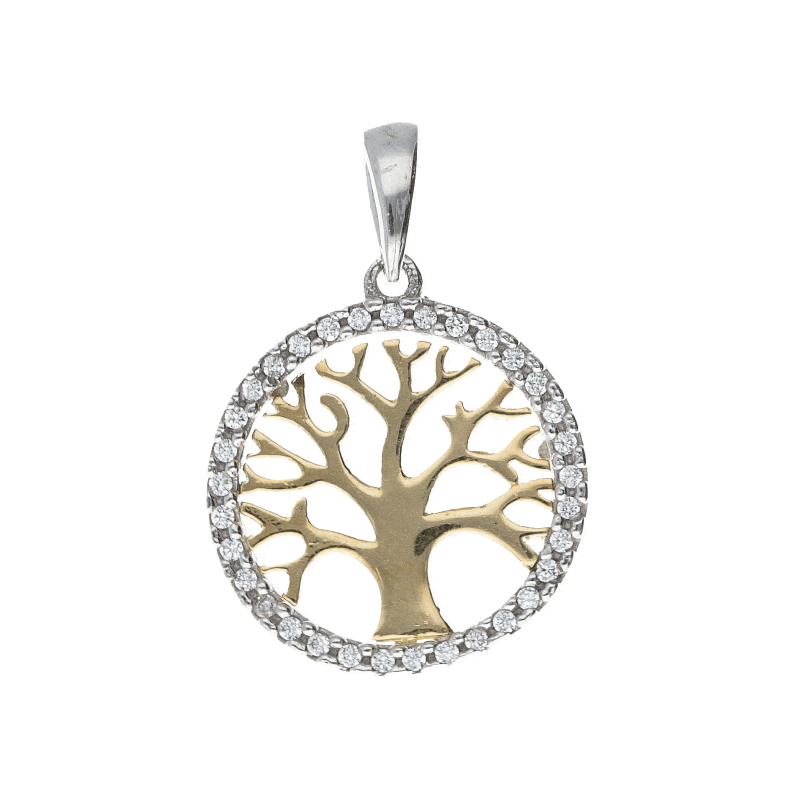 Ciondolo albero della vita donna Damiata Gioielli in oro giallo e bianco con zirconi 329/6/102