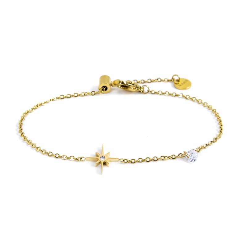 Bracciale donna Marlù Vision in acciaio dorato e cristalli bianchi 33BR0014G