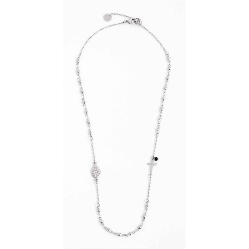 Collana rosario unisex Marlù in acciaio e zircone nero 33CO0005