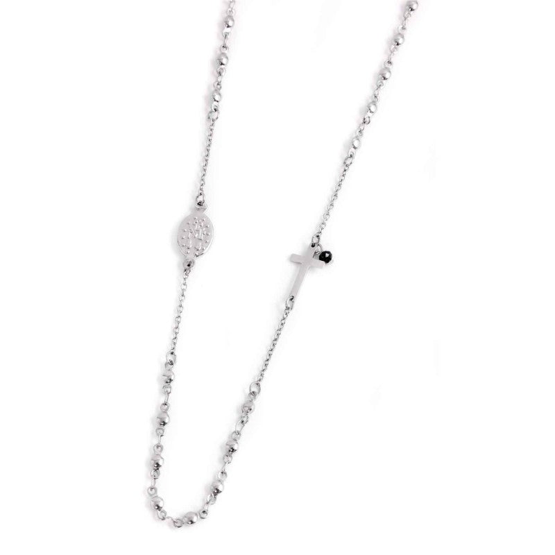 Collana rosario unisex Marlù in acciaio e zircone nero 33CO0005
