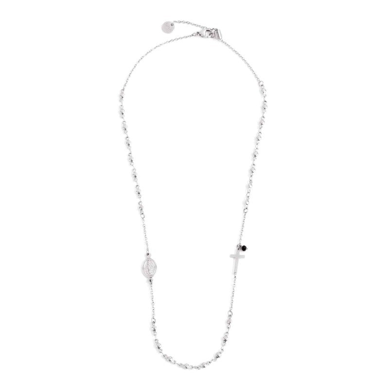 Collana rosario unisex Marlù in acciaio e zircone nero 33CO0005