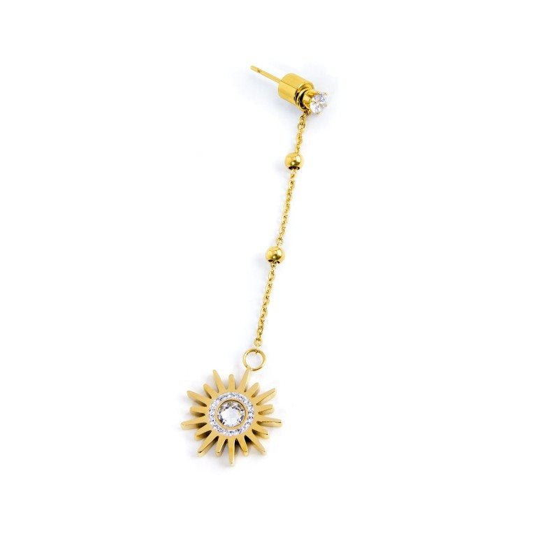 Monorecchino sole donna Marlù Vision in acciaio dorato e cristalli 33OR0007G