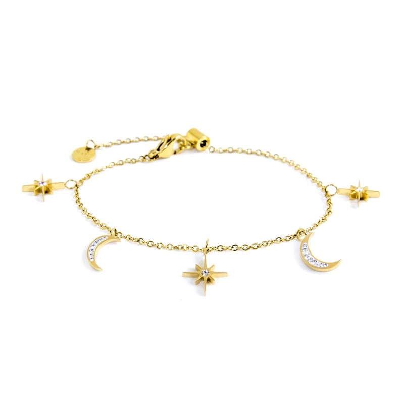 Bracciale donna Marlù Vision in acciaio dorato e cristalli 33BR0010G