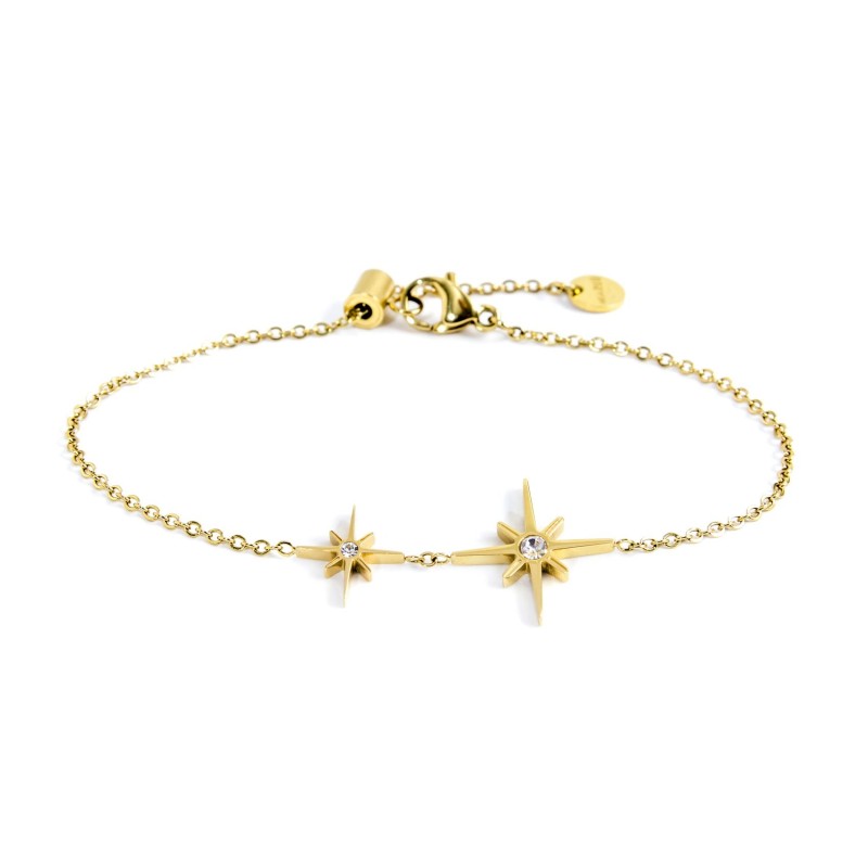 Bracciale rosa dei venti donna Marlù in acciaio dorato con cristalli 33BR0013G