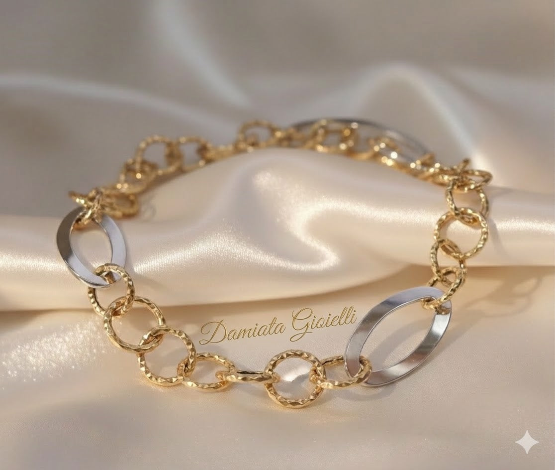 Bracciale a catena donna Damiata Gioielli in oro bianco e giallo 342/3/102