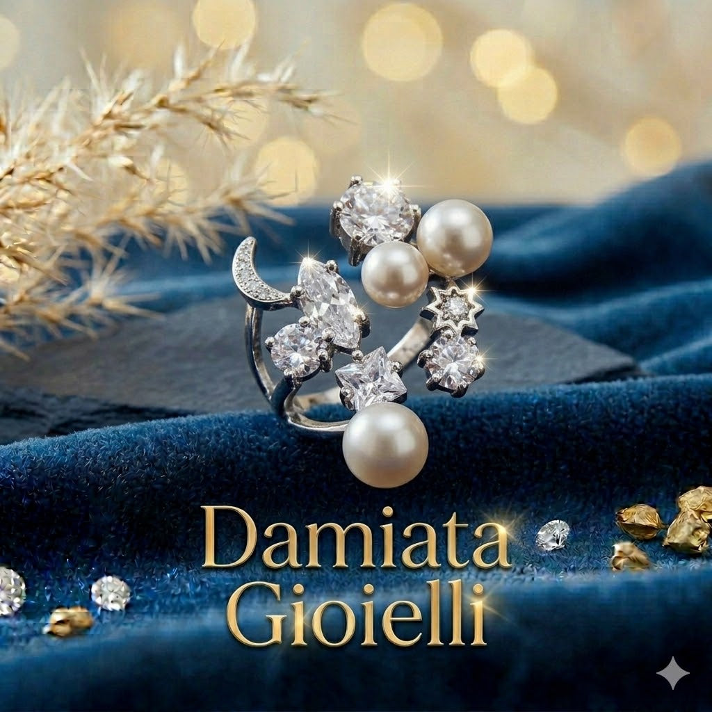 Anello donna Damiata Gioielli in argento, zirconi e perle 390