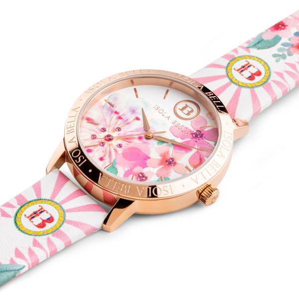 Orologio solo tempo donna Isola Bella Fiore di Pesco in acciaio e pelle 40000046