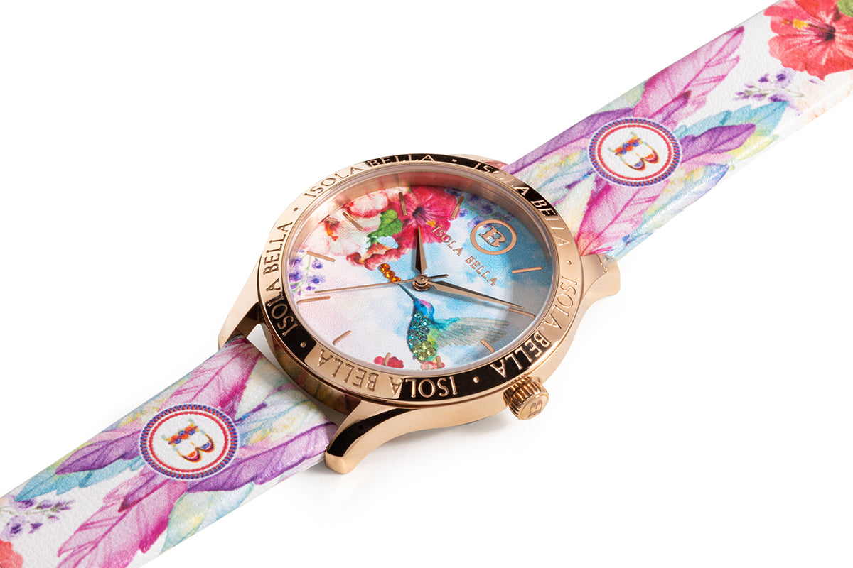 Orologio donna Isola Bella Colibrì in acciaio e pelle 40000079