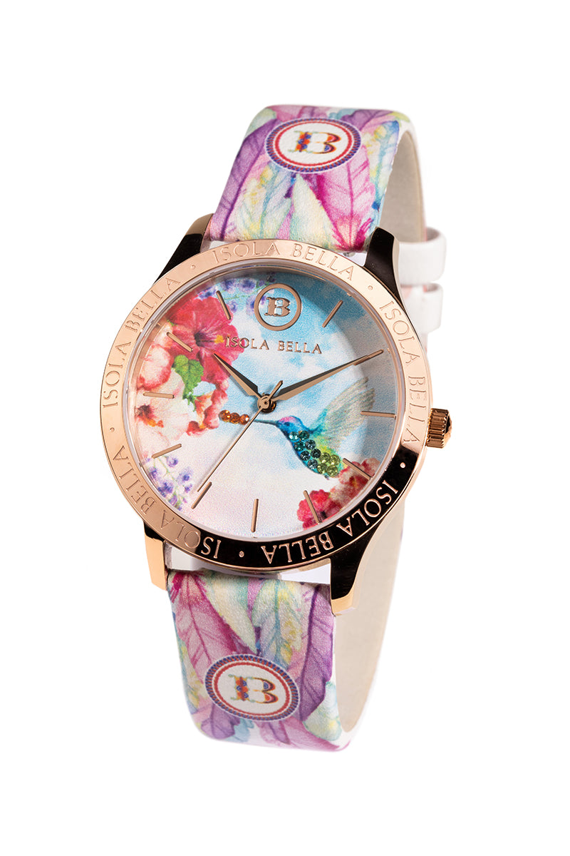 Orologio donna Isola Bella Colibrì in acciaio e pelle 40000079