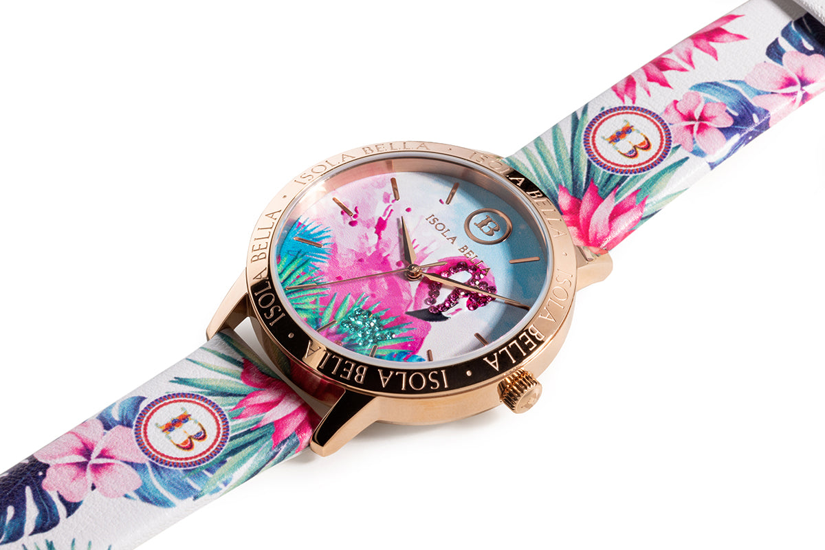 Orologio donna Isola Bella Fenicottero in acciaio e pelle 40000082
