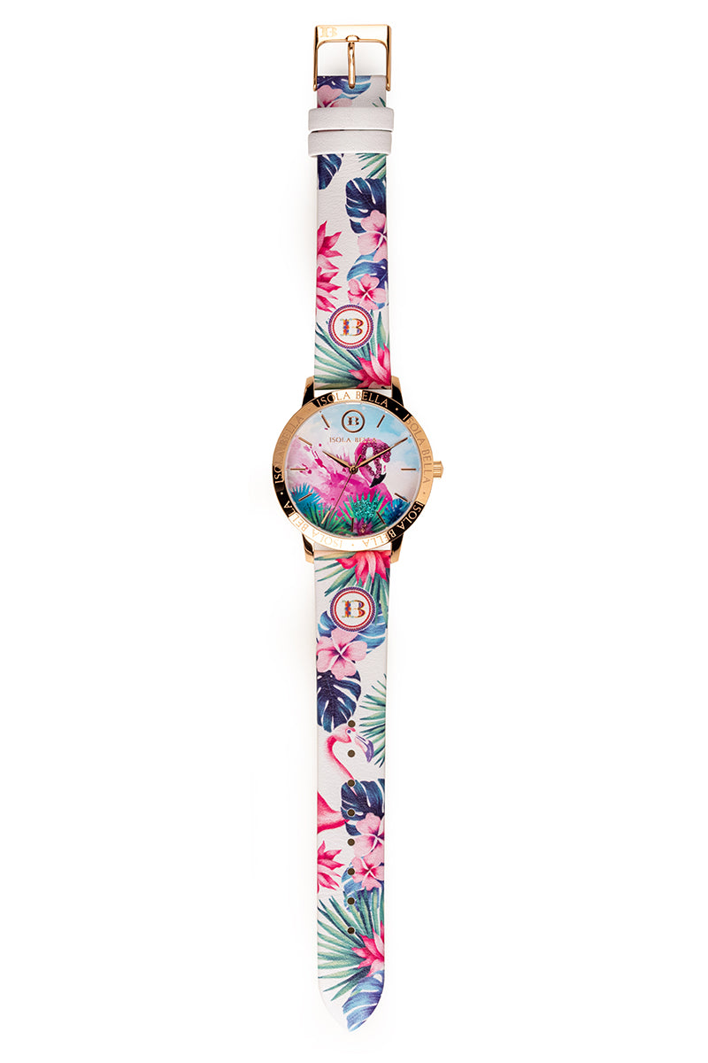 Orologio donna Isola Bella Fenicottero in acciaio e pelle 40000082