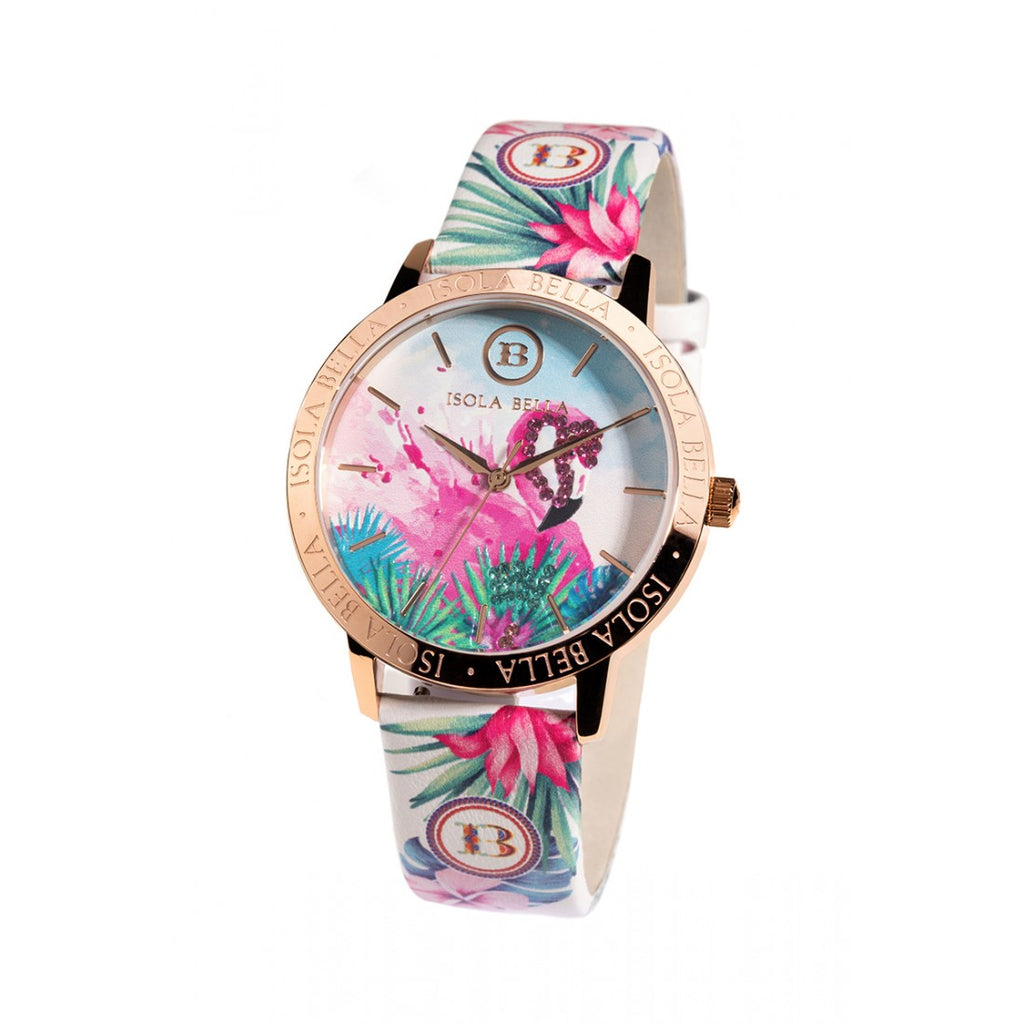 Orologio donna Isola Bella Fenicottero in acciaio e pelle 40000082
