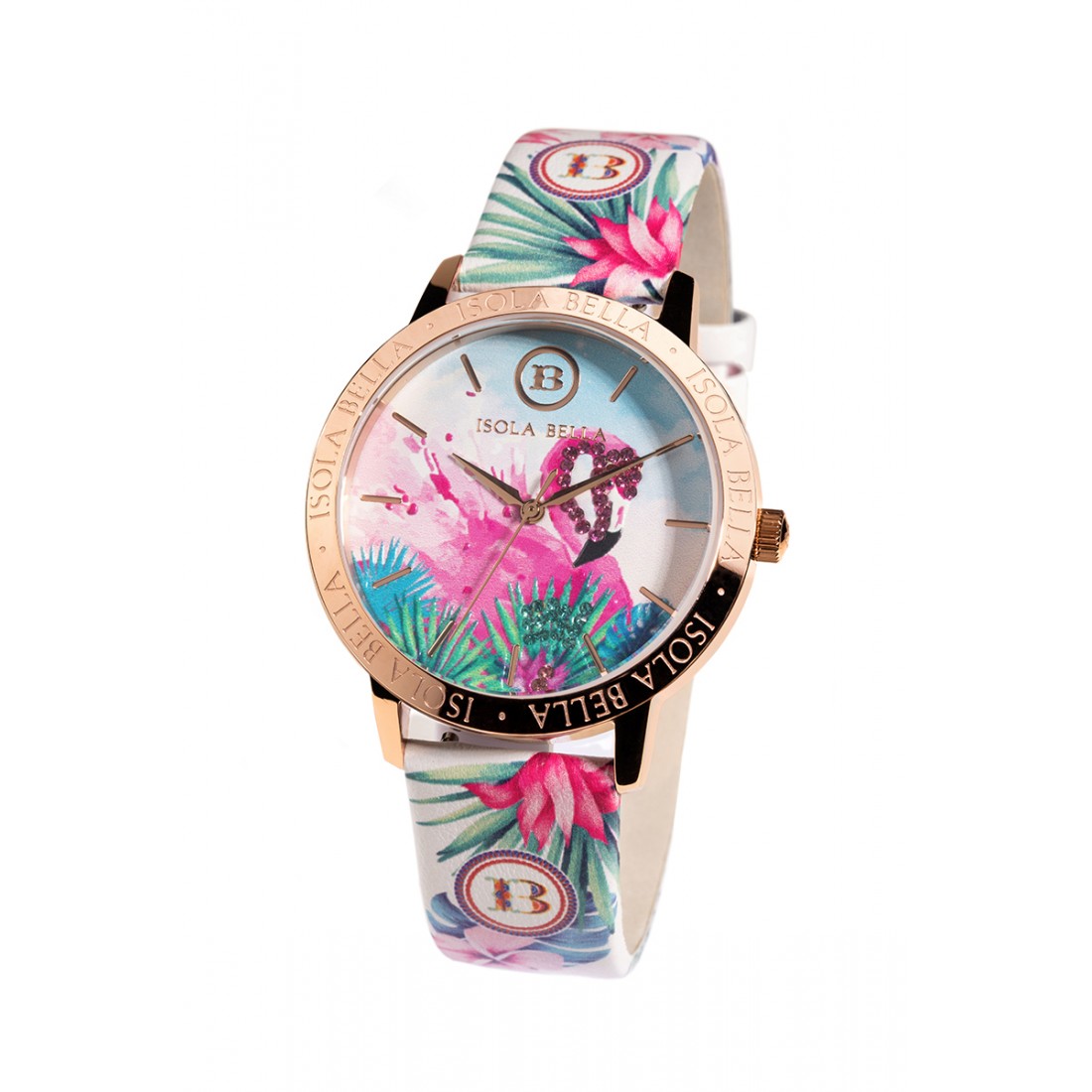 Orologio donna Isola Bella Fenicottero in acciaio e pelle 40000082