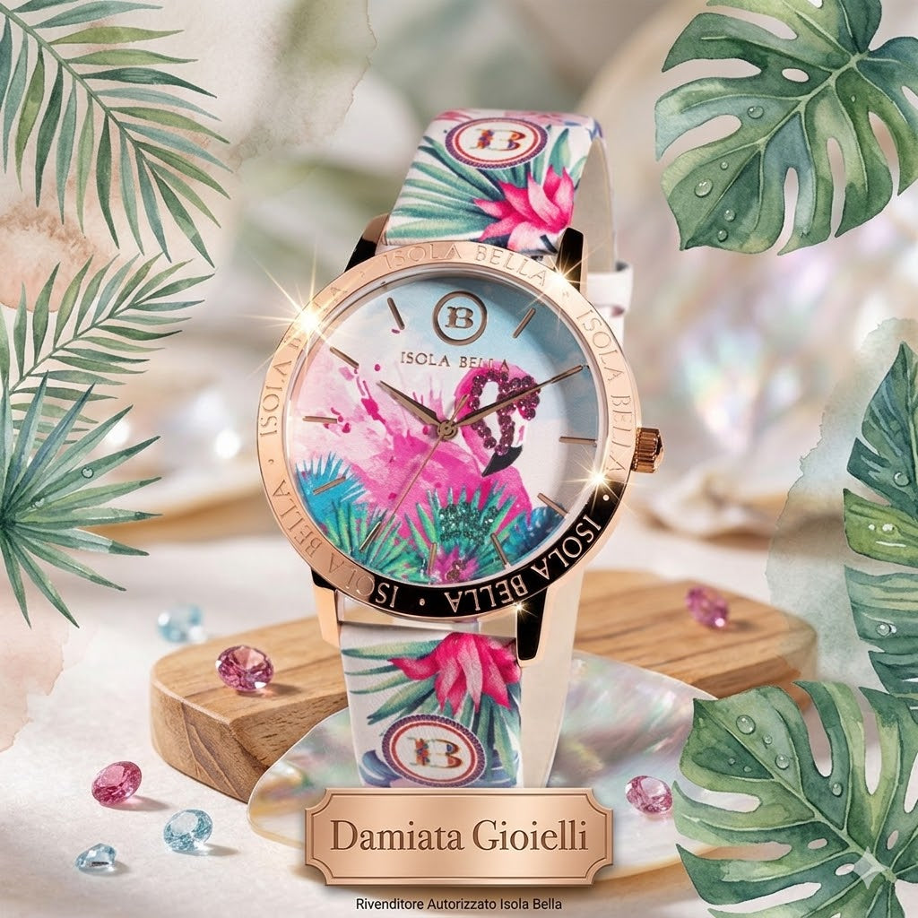 Orologio donna Isola Bella Fenicottero in acciaio e pelle 40000082