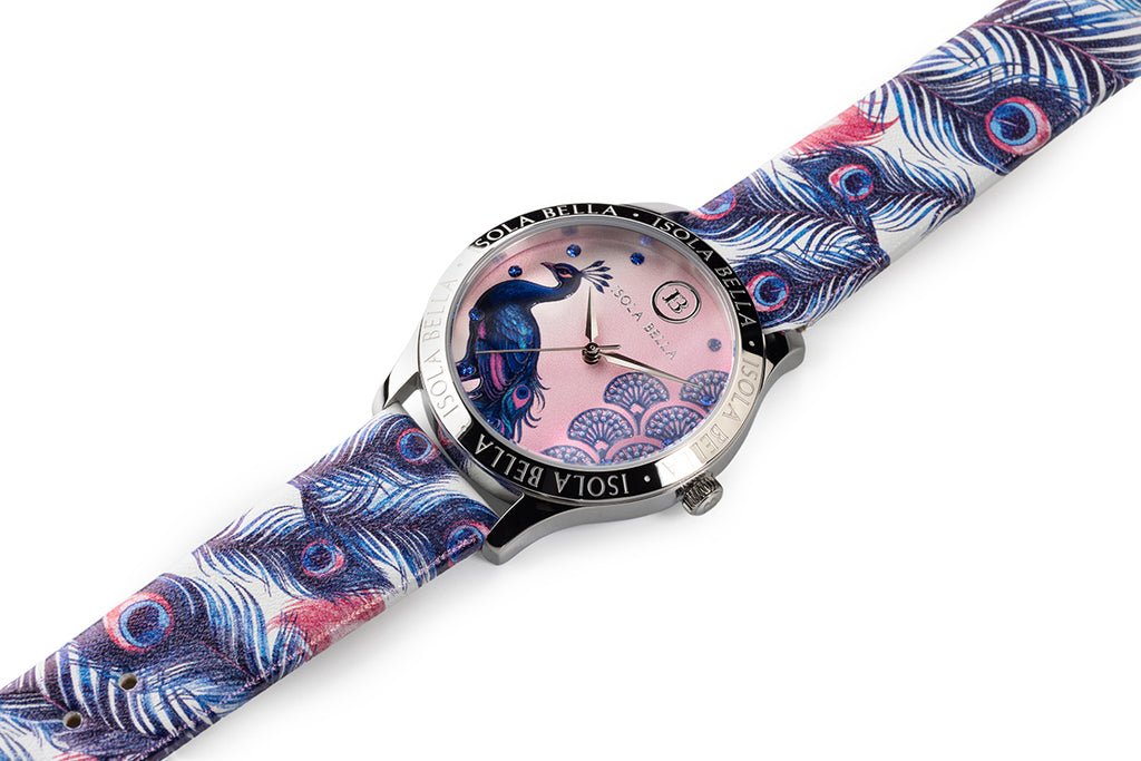 Orologio solo tempo donna Isola Bella Pavone in acciaio, pelle e zirconi 40000133