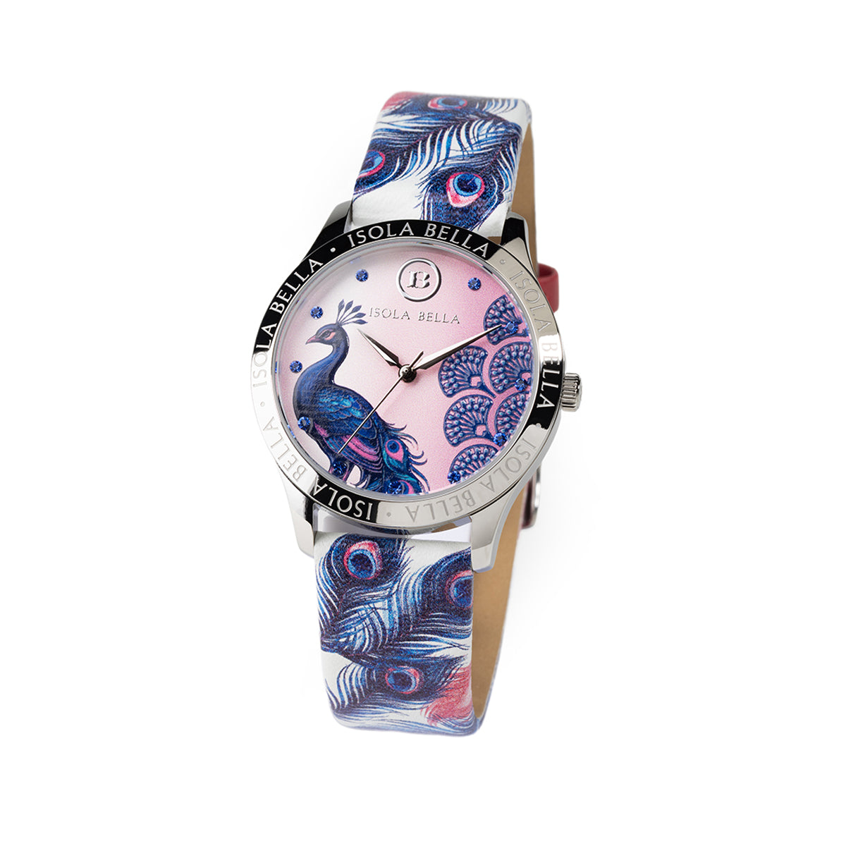 Orologio solo tempo donna Isola Bella Pavone in acciaio, pelle e zirconi 40000133