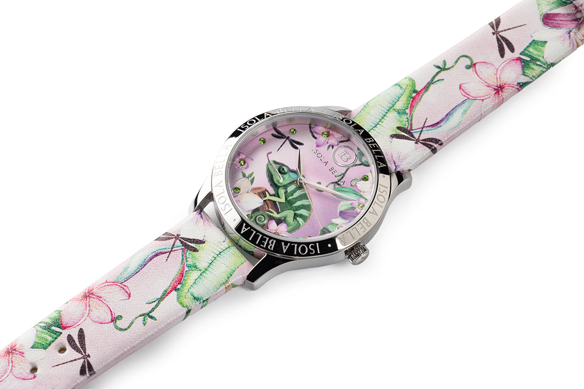 Orologio solo tempo donna Isola Bella Camaleonte in acciaio, pelle e zirconi 40000134