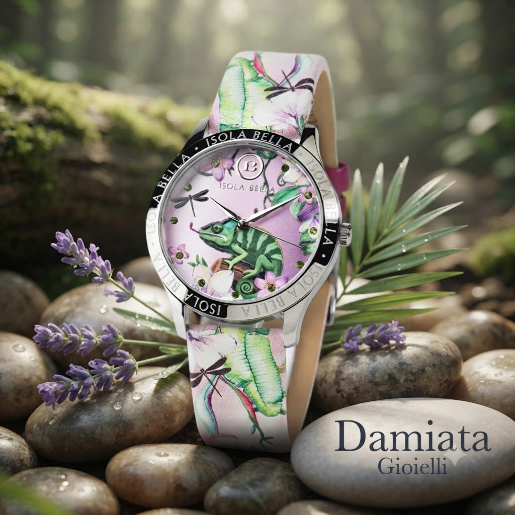 Orologio solo tempo donna Isola Bella Camaleonte in acciaio, pelle e zirconi 40000134