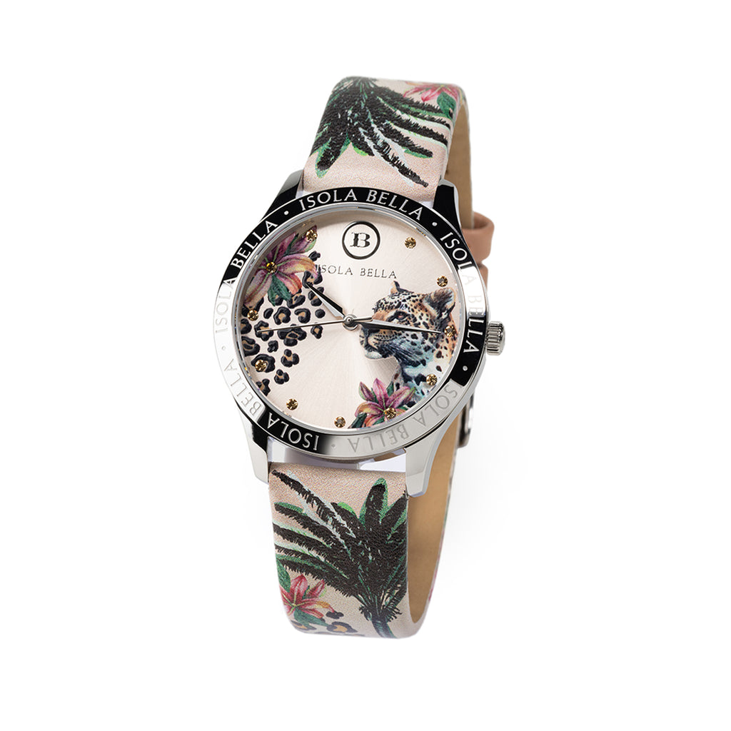 Orologio solo tempo donna Isola Bella Ghepardo in acciaio, pelle e zirconi 40000135