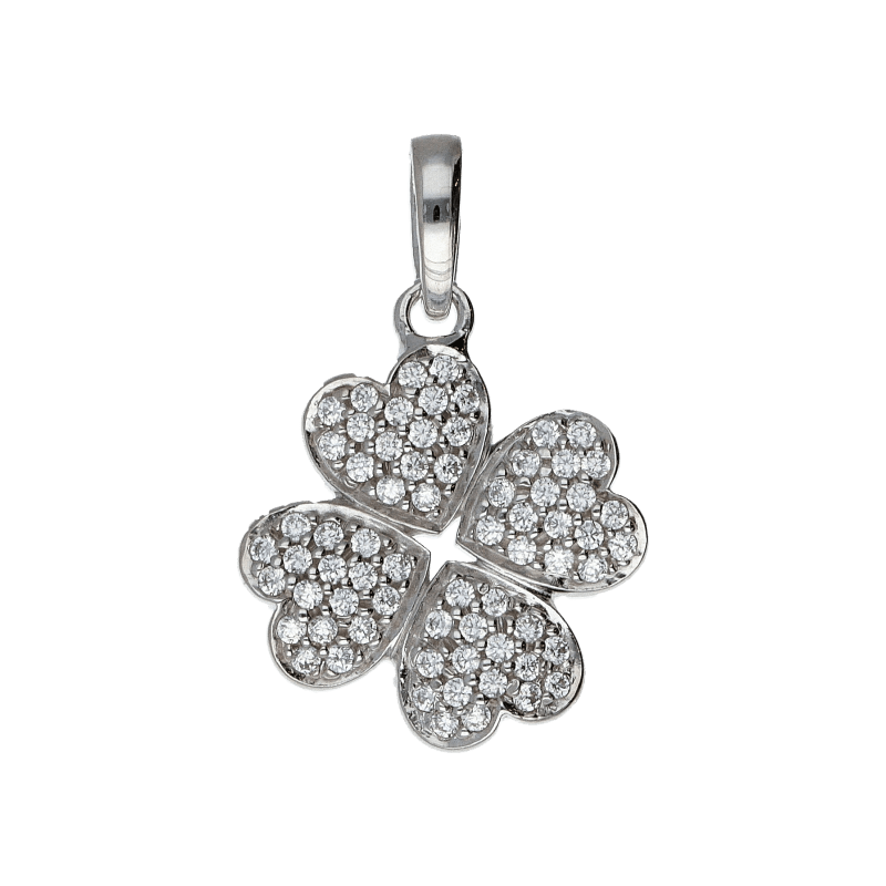 Ciondolo a fiore donna Damiata Gioielli in oro bianco e zirconi 427/4/102