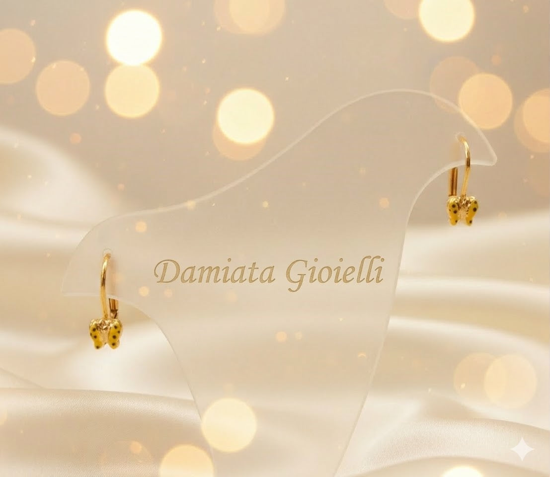 Orecchini a farfalla bambina Damiata Gioielli in oro giallo smaltato 430/102/3