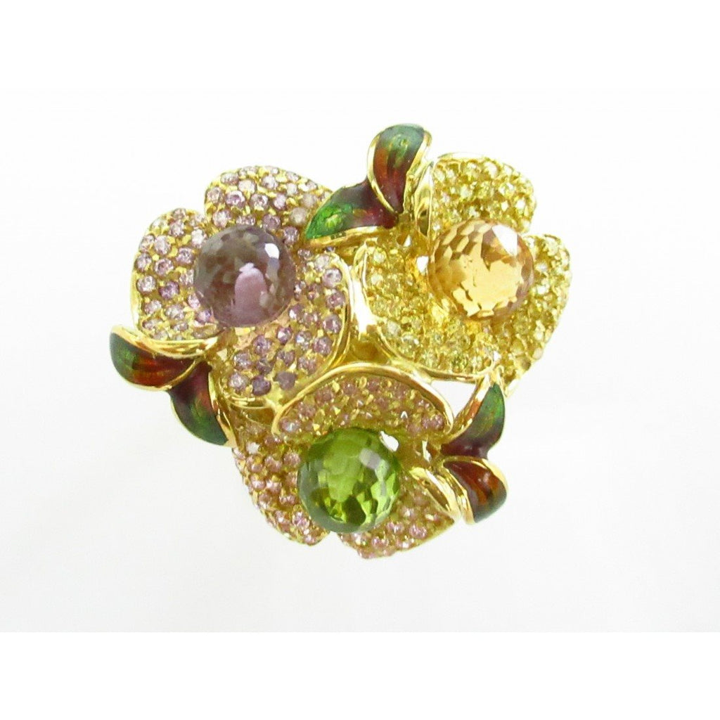 Anello fantasia donna Damiata Gioielli in oro giallo con quarzi e zirconi 4315/102/1