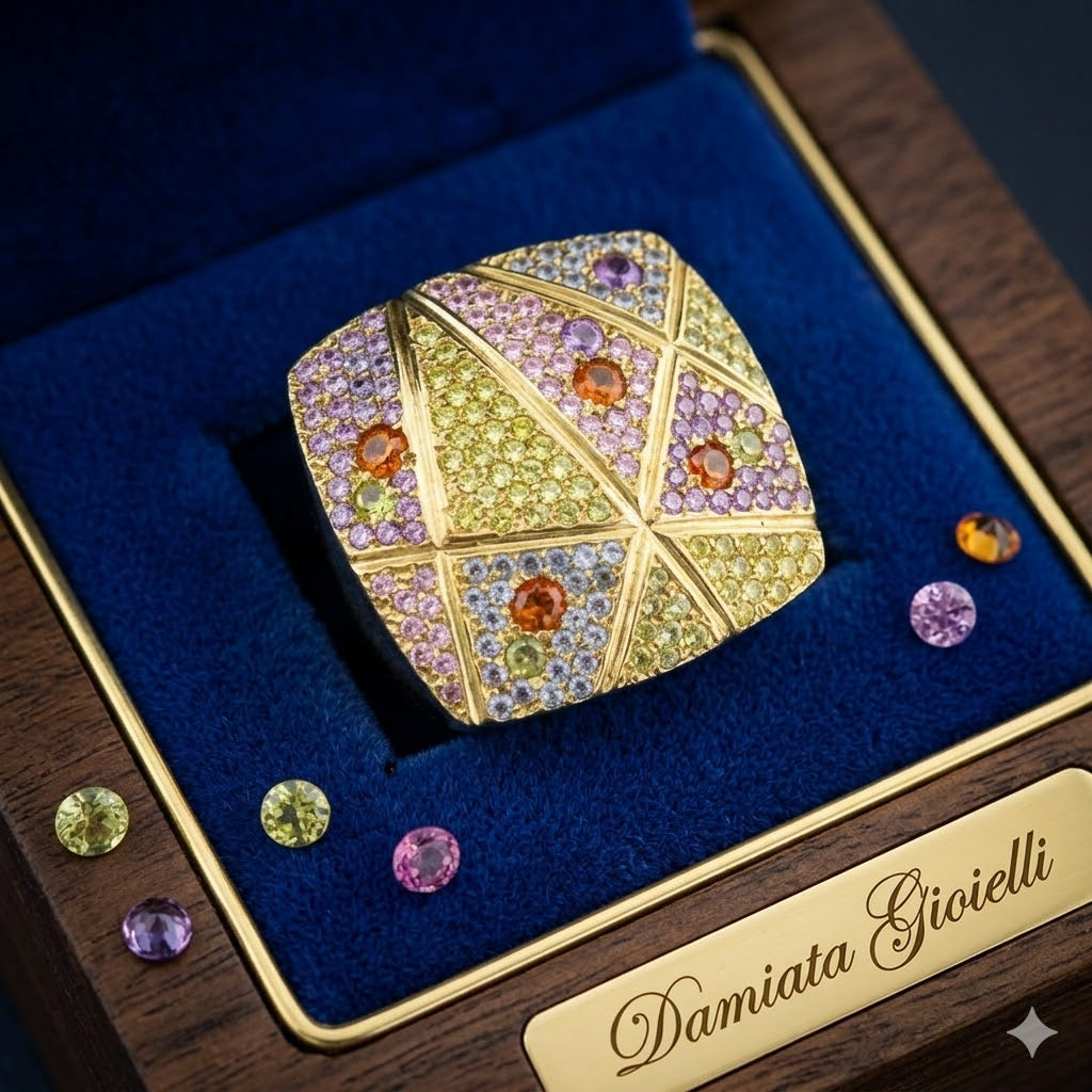 Anello fantasia donna Damiata Gioielli in oro giallo con zirconi 4316/102